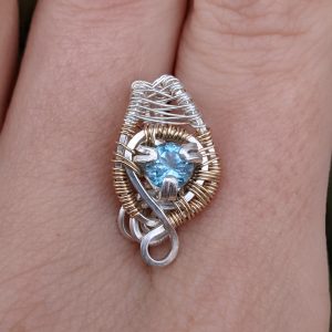 Pendentif Apatite Bleue, Argent Massif & Gold-Filled 14K