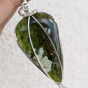 Pendentif Calcédoine Chrome Argent Massif