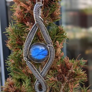 Pendentif Labradorite Bleue et Argent Massif