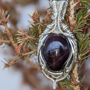 Pendentif Grenat Étoilé Argent Massif