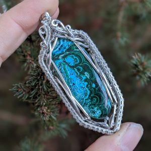 Pendentif Malachite-Chrysocolle et Argent Massif