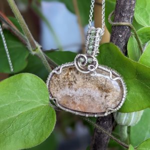 Pendentif Quartz Lodolite, Péridot et Argent Massif