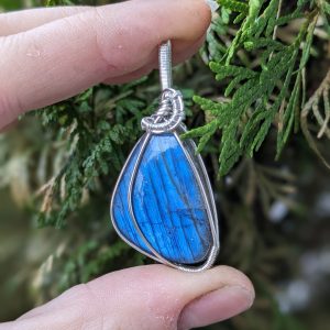 Pendentif Labradorite Bleue Argent Massif