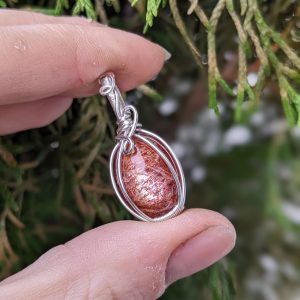 Pendentif Pierre de Soleil et Argent Massif