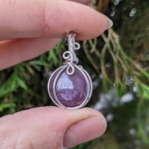 Pendentif Rubis et Argent Massif