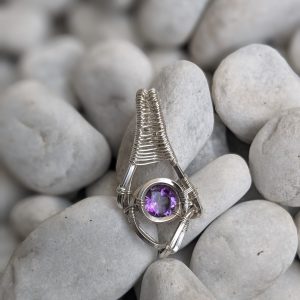 Pendentif Améthyste facettée et Argent Massif