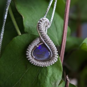 Collier Opale noire et Argent Massif