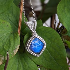 Pendentif Labradorite Bleue et Argent Massif