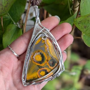 Pendentif Jaspe Bumblebee et Argent Massif