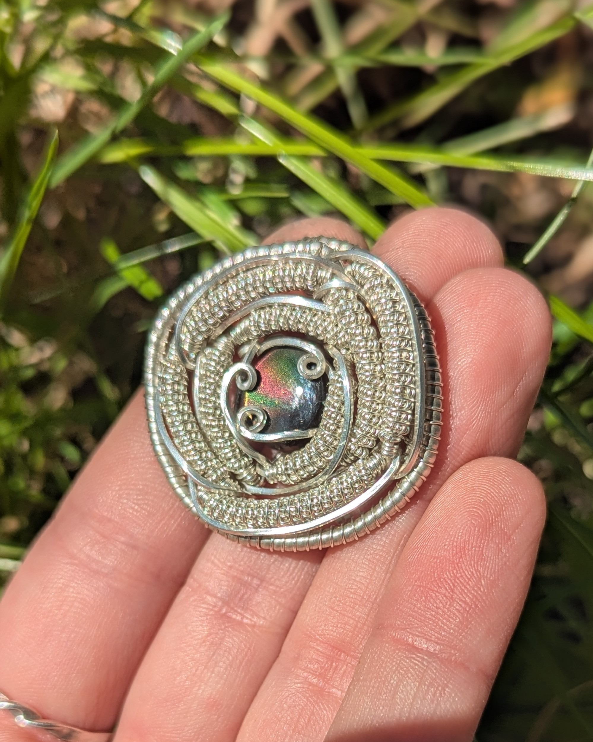 Pendentif Obsidienne de Feu et Argent Massif – Image 9