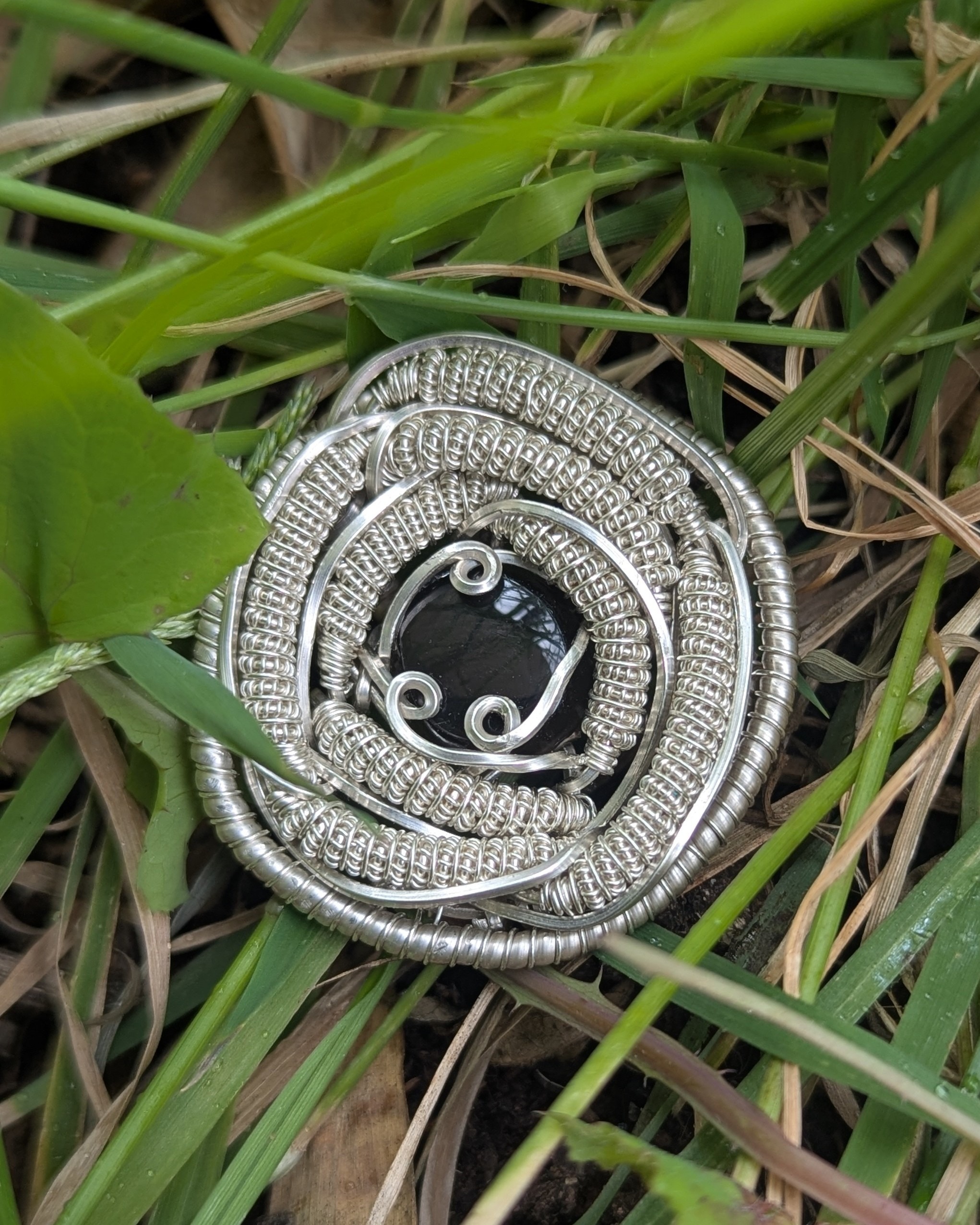 Pendentif Obsidienne de Feu et Argent Massif – Image 2
