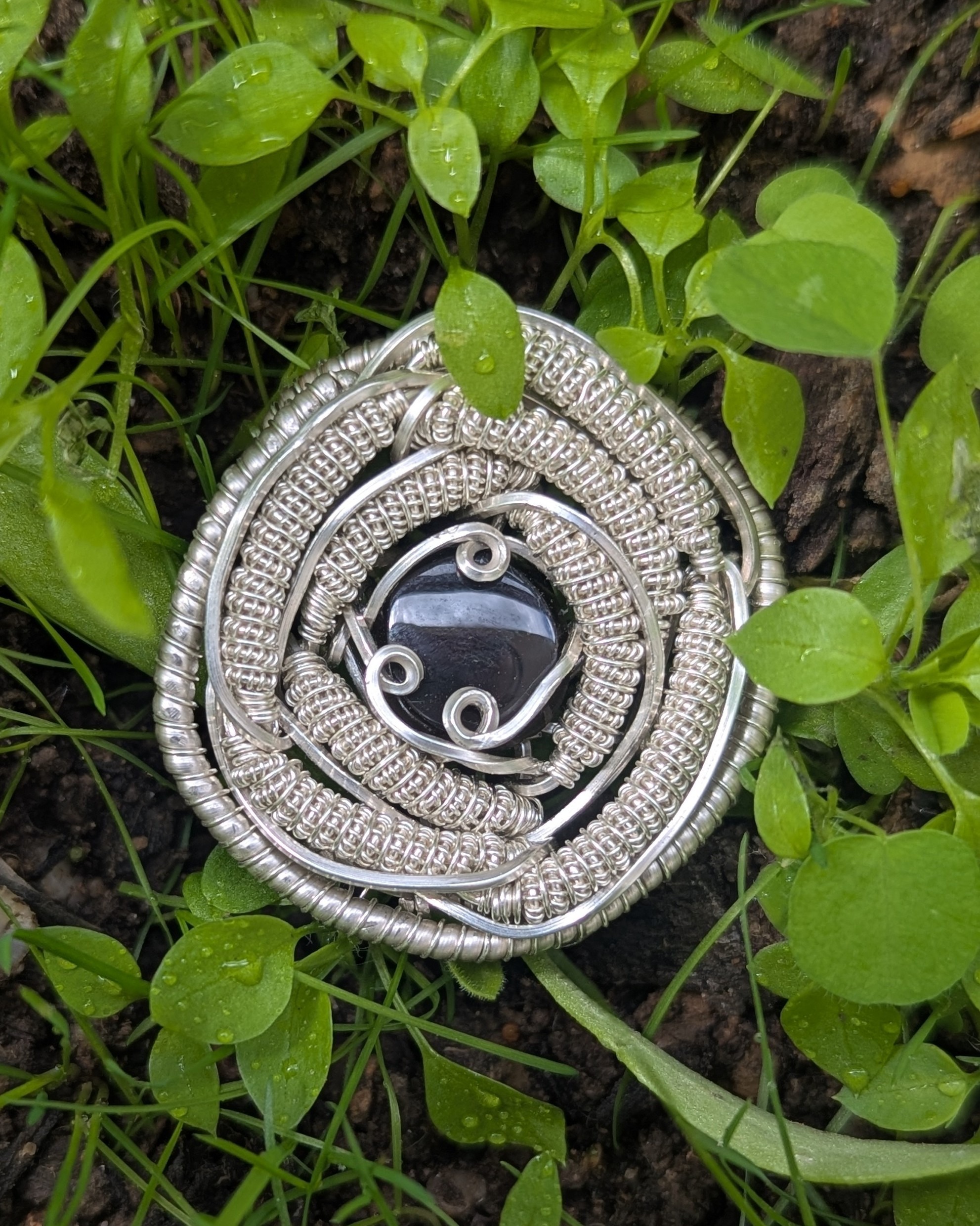 Pendentif Obsidienne de Feu et Argent Massif – Image 3