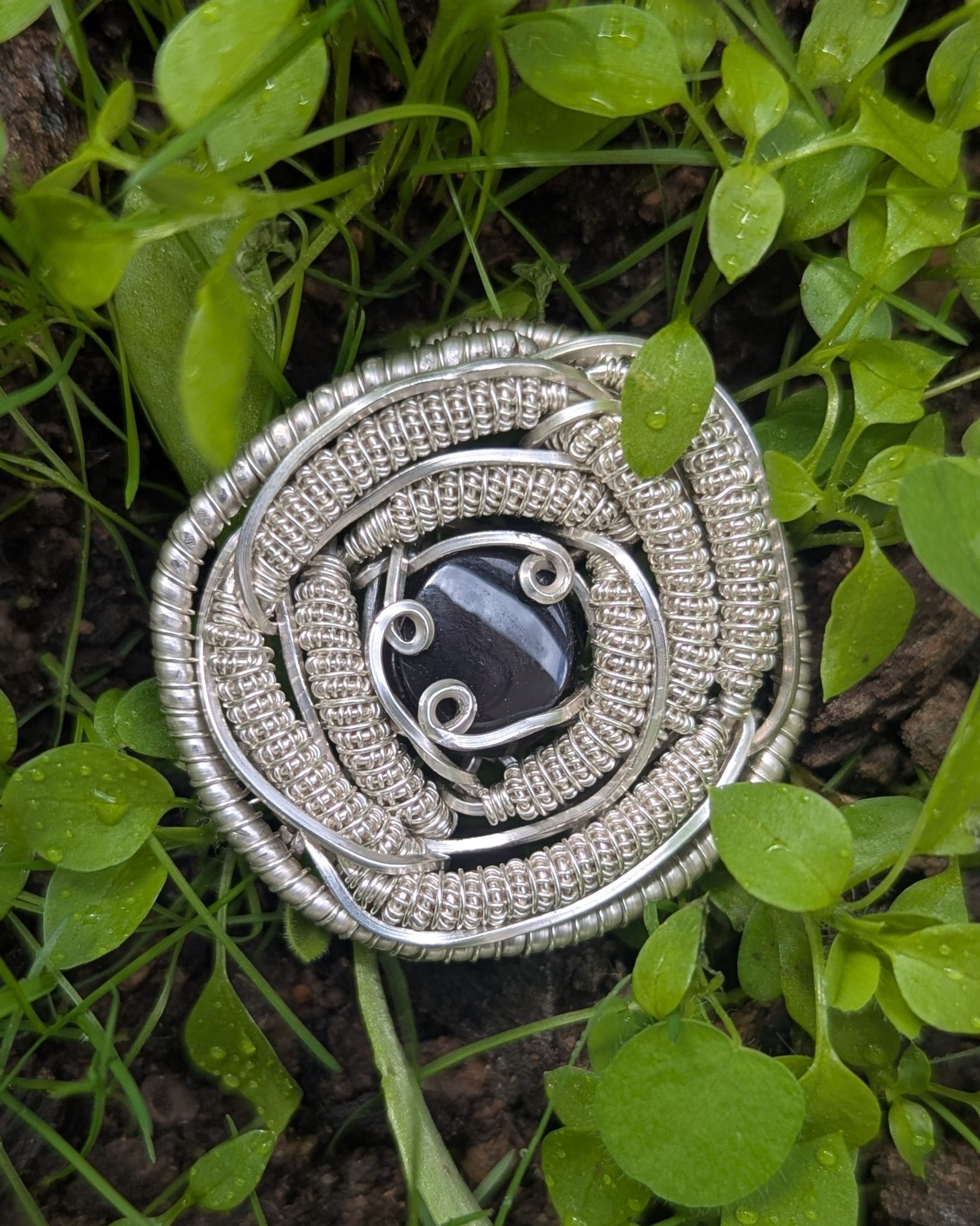 Pendentif Obsidienne de Feu et Argent Massif – Image 7