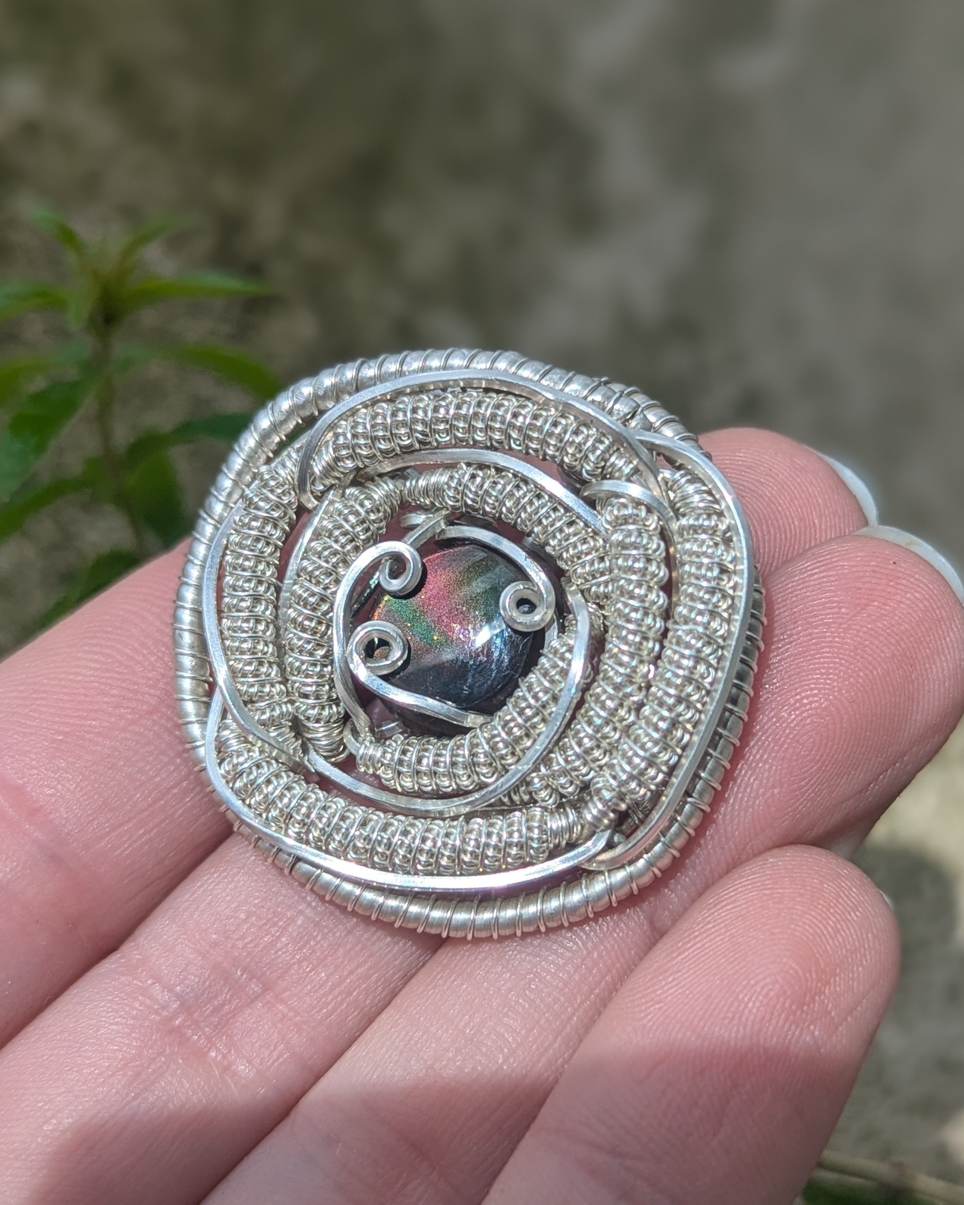 Pendentif Obsidienne de Feu et Argent Massif – Image 5