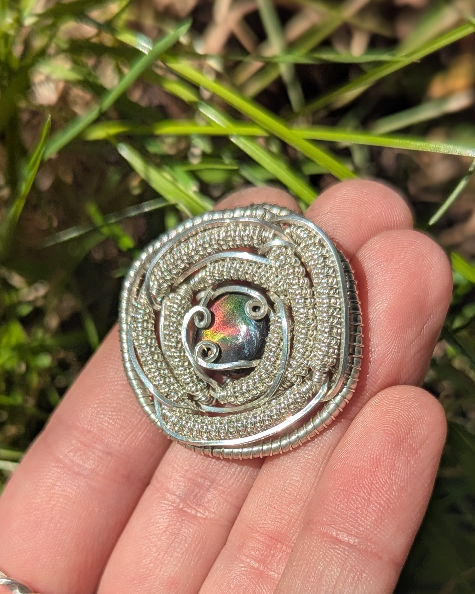 Pendentif Obsidienne de Feu et Argent Massif – Image 4